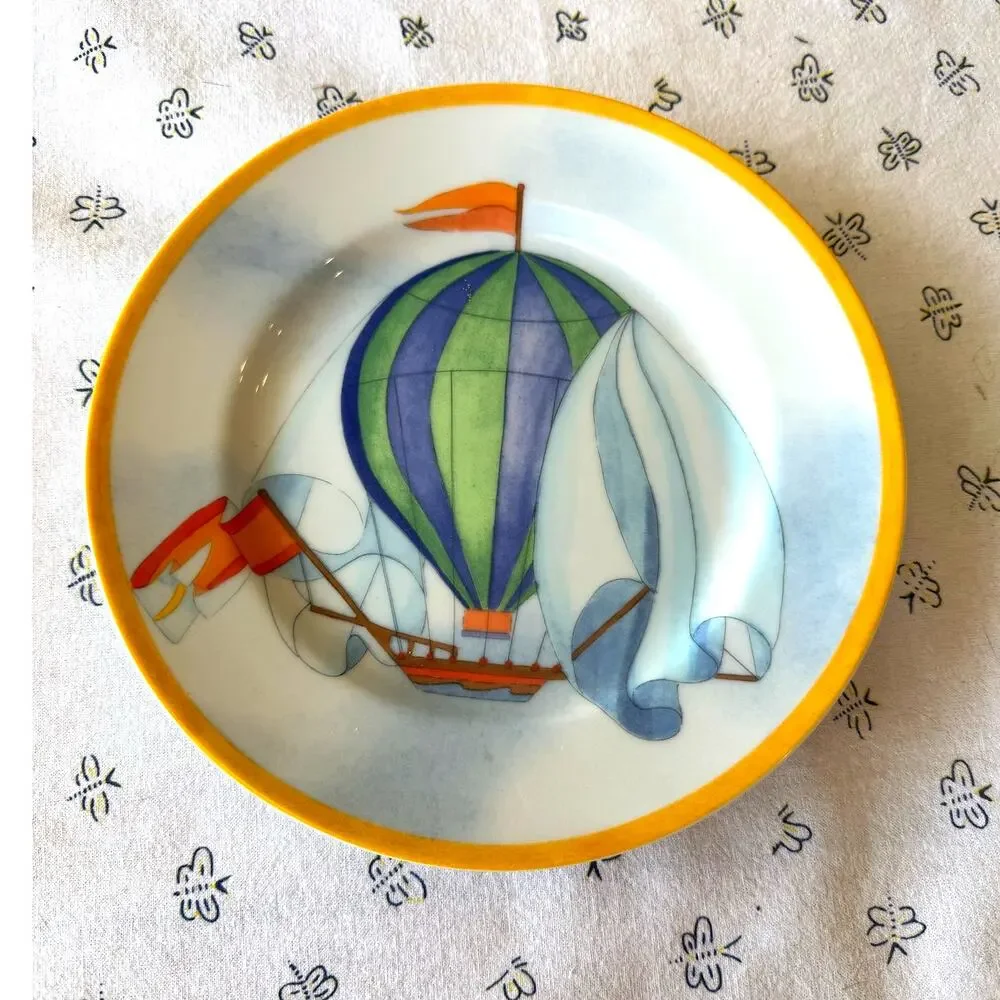 Williams Sonoma Hot Air Balloon Montgolfière Salad Plates x4 wall decor
